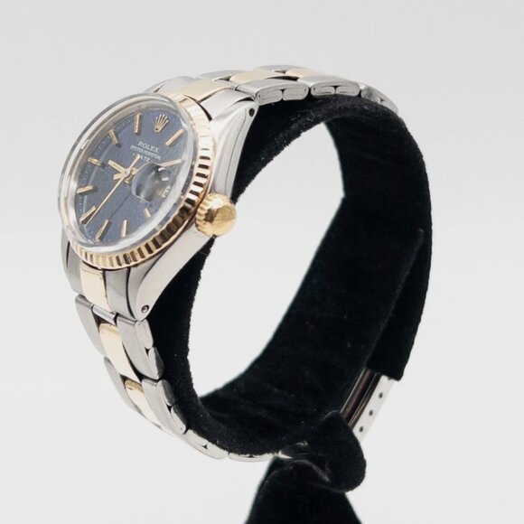 Rolex Ladies 2 Tone Gold Blue Face Watch - Picture 2 of 6